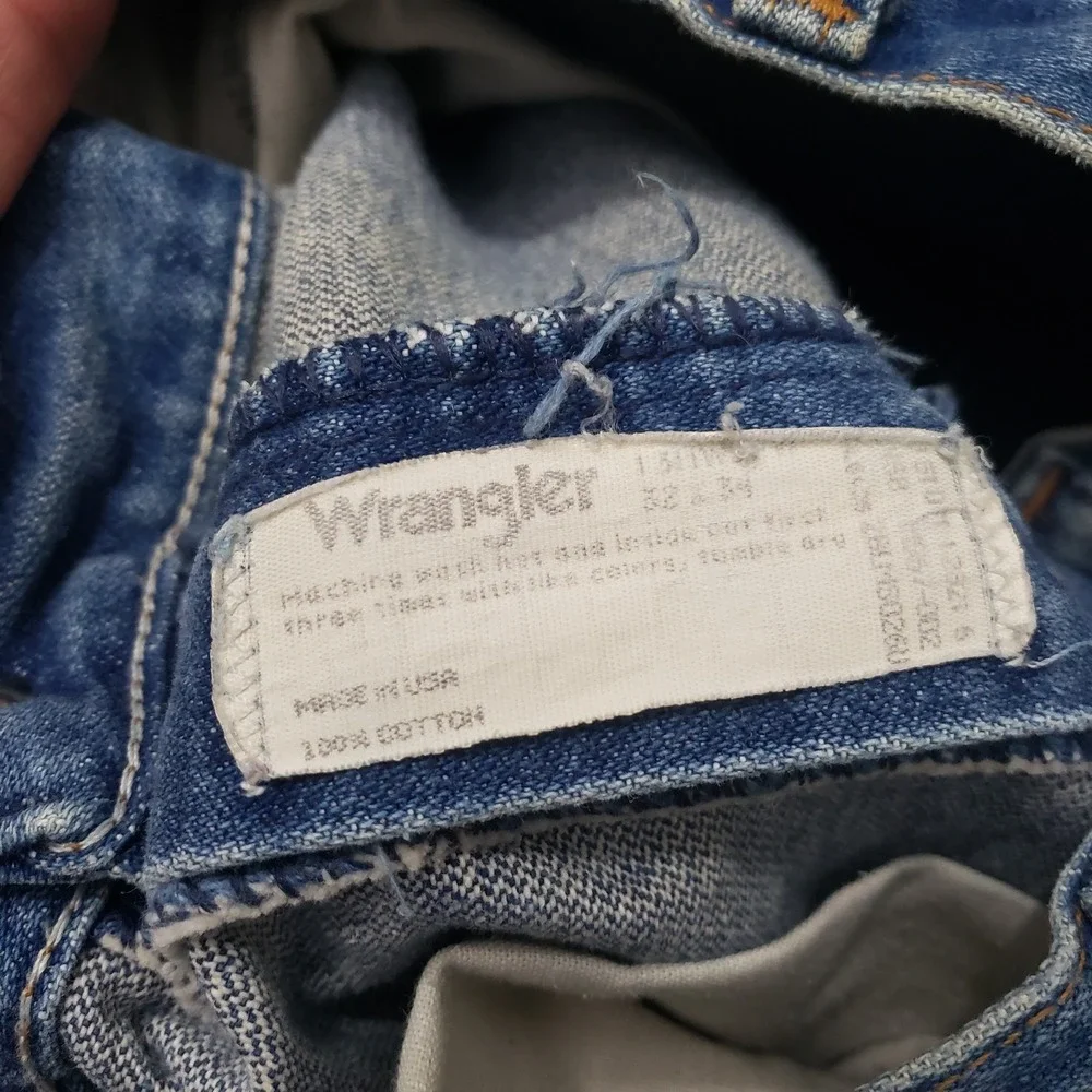 Vintage Wrangler 13MWZ Jeans Mens 32x34 Blue 13MWZ Whiskered Cowboy Cut Western